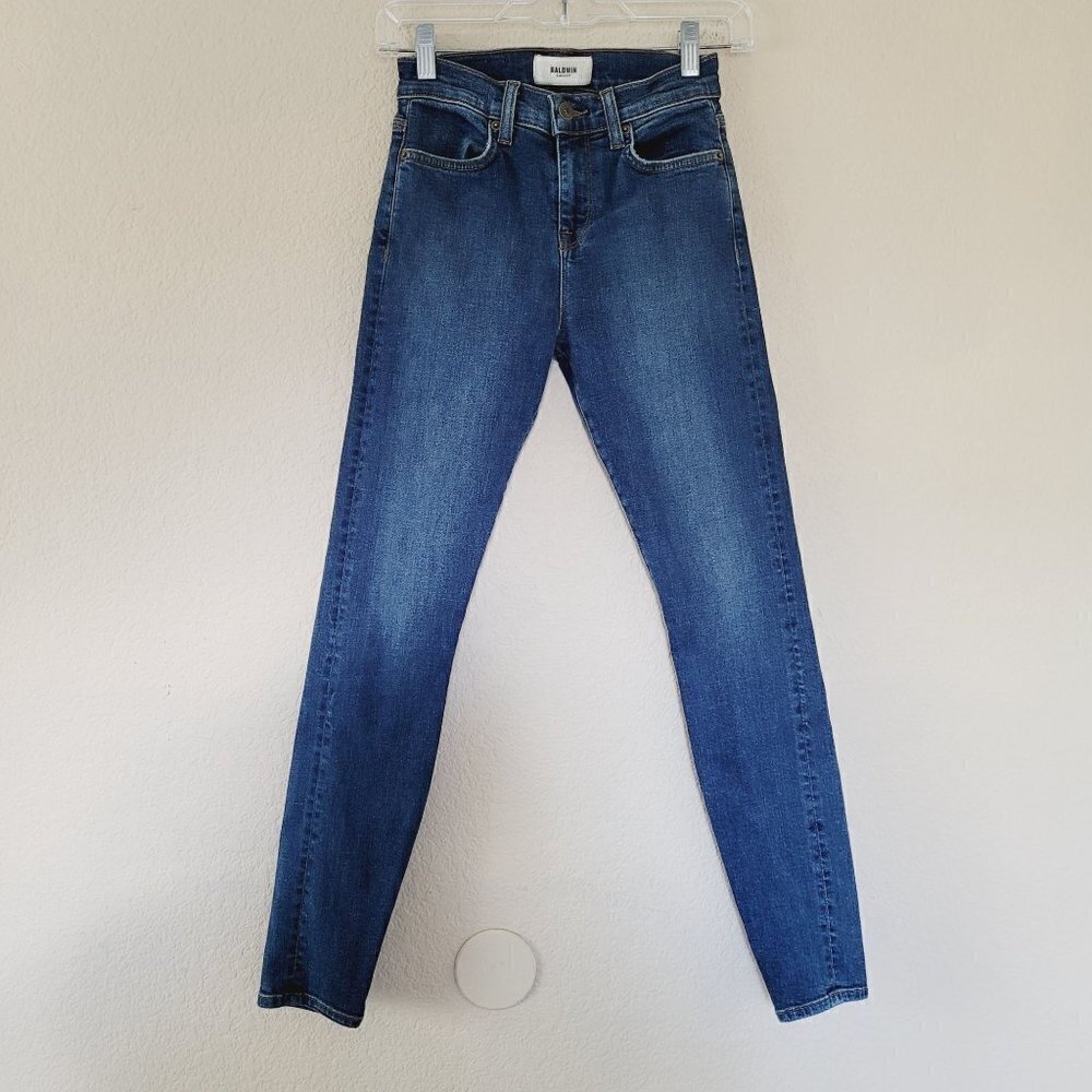 Baldwin Womens Karlie High Rise Cropped Skinny Jean Size 24 Dark Wash Stretchy